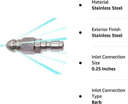 MIZORLIE Pressure Washer Sewer Jetter Nozzle Stainless Steel,1/4''Connector | Mini Compact Durable Jet Nozzle,Pressure Drain Hose Nozzle,1/4'' Quickly Connector, 5000 PSI (1 set)