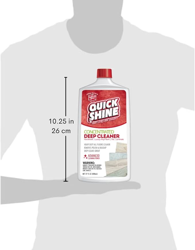 Quick Shine Multi Surface Deep Floor Cleaner and Wax Remover 27Fl oz,(Pack of 2) Removes Wax Build-Up,Revitalizes Floors &Cleans Grout,Use on Hardwood, Laminate, LVT,Tile and Stone,Pro-Level Cleaning | Pro-level Deep Cleaning, Fresh Clean Scent, Remove...