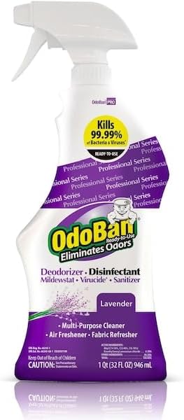 RTU Odor Eliminator and Disinfectant, Lavender, 32oz Spray Bottle, 12/Carton