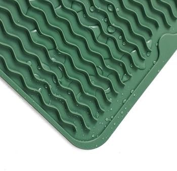MicoYang Silicone Dish Drying Mat for Multiple Usage,Easy clean,Eco-friendly,Heat-resistant Silicone Mat for Kitchen Counter or Sink,Refrigerator or Drawer Liner Green S 12 inches x 6 inches