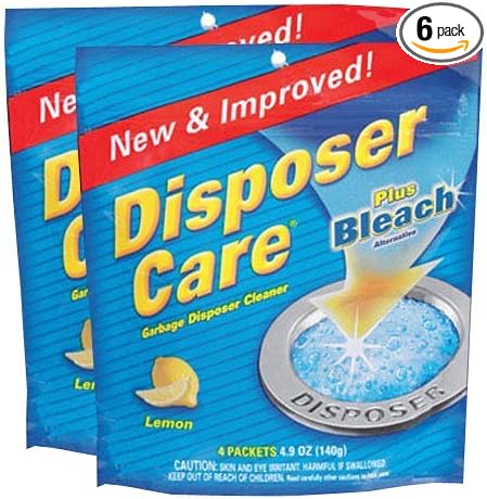 Glisten Garbage Disposer Cleaner and Freshener, Sink Disposal Odor Eliminator with Foaming Action, Lemon Scent, Made in the USA, 4 Packets (Pack of 6)