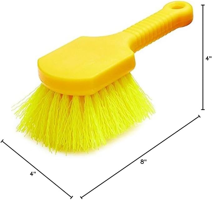 Rubbermaid Commercial 8" Utility Scrub Brush, Plastic Handle, Synthetic Bristles, Cleaning, Multi Purpose, Heavy Duty, Outdoor, Wheels and Tires (Pack of 6)