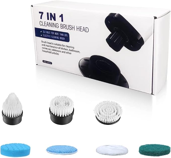 Leebein ANS-8050 Electric Spin Scrubber Replacement Brush Heads, 7pcs Extra Brush Accessories Kit for Leebein ANS-8050 & ANS-8051 8052 Electric Cleaning Brush - Scrubber Not Included