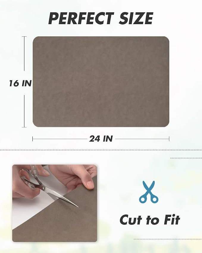 AMOAMI-Coffee Mat Hide Stain Rubber Backed Absorbent Dish Drying Mat for Kitchen Counter-Coffee Bar Accessories Fit Under Coffee Maker, Espresso Machine, Pot, Dish Rack Brown 1624