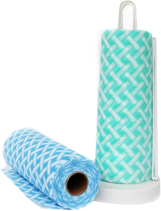 JEBBLAS 2Roll Disposable Cleaning Towels Cleaning Wipe Dish Cloths Reusable Towels,Handy Wipes Quick-Dry 50 Count/Roll (Blue&Green)