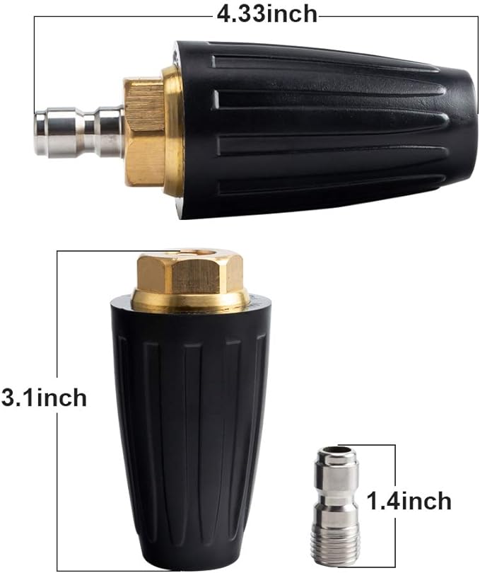 AURORA CAR Pressure Washer Tips Turbo Nozzle Pressure Washer 4000 PSI Max Rotating Pressure Washer Nozzle with 1/4'' Quick Connect for Cleaning Brick, Concrete, and Vinyl Surfaces,4.0 GPM 4.0 Orifice