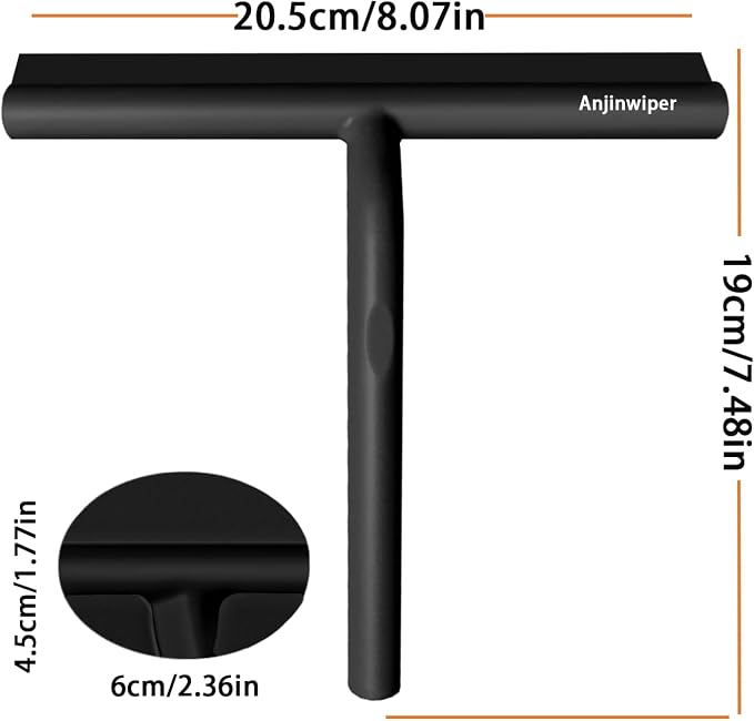Shower Squeegee for Glass Doors, 8 Inch Shower Door Squeegee, Adhesive Hook | Silicone Streak Free, Anti-Rust, All Purpose Squeegee for Shower Glass, Tile Walls, Window, Car, Water & Soap Cleaning Tool