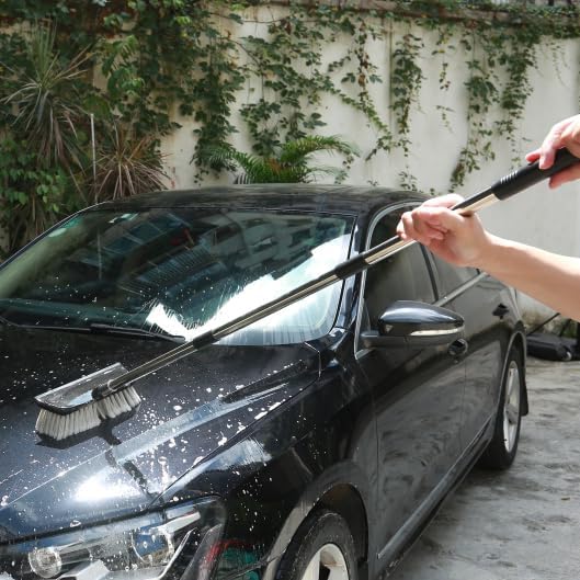 52" Dip Car Wash Brush with Long Handle for Washing Cleaning House Siding, Solar Panel, Auto Cars, SUV, Trucks, RV, Floors and More