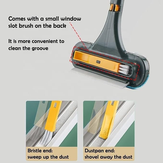 Upgrade Window Screen Cleaner, 2 in 1 Detachable Window Cleaning Brush with Squeegee, Wet Dry Dual-Use Multi-Functional Glass Net Cleaner Tool for Dusty Corners, Patio, Door, Porch Screens (1)