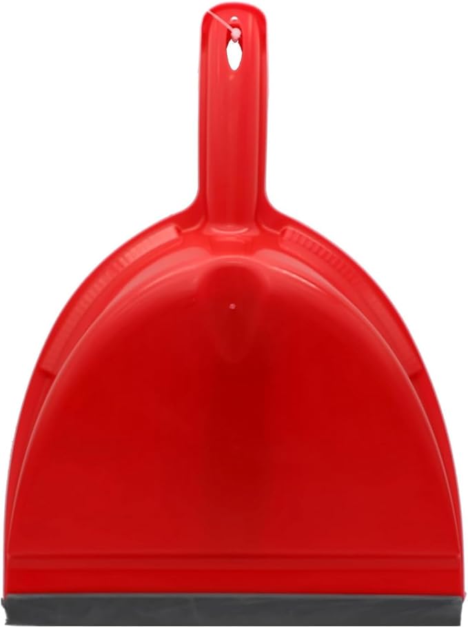 Condor Home Dustpan and Brush Set, Red Plastic Cleaning Tool With Long Handle, Heavy Duty Dust Pan With Soft Bristle Broom, 2-Pack