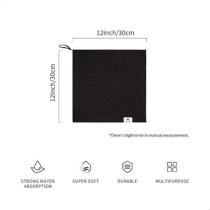 watchget Microfiber Cleaning Cloth,Barista Micro Towels 4 Pack Black | Microfiber Barista Espresso Towel Espresso Machine Cloths;Steam Wand Cloth;Kitchen Cleaning Cloth Waffle Weave(12"x12")
