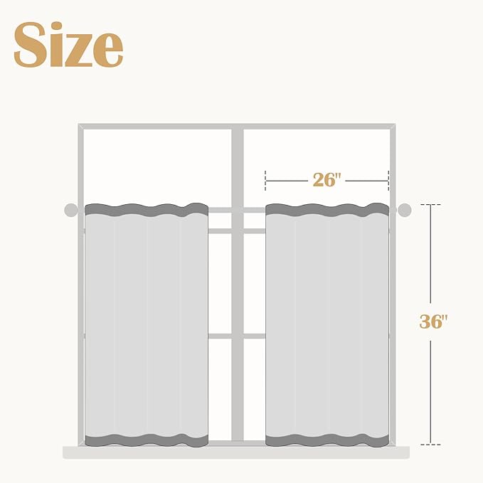 jinchan Linen Pinch Pleated Back Tab Tier Curtains, 26x36, 2 Panels, White | Light filtering,small window treatment,cafe curtains,machine washable,farmhouse,kitchen,bathrooms,laundry