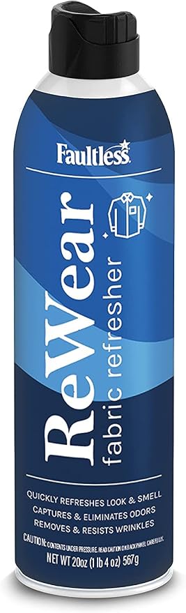 Faultless ReWear Dry Wash Spray for Clothing – Wrinkle Remover, Fabric Refresher Spray, Captures Odors – Like Dry Shampoo for Clothes: Fresh Look W/Out Laundry, 20oz 2 Pack