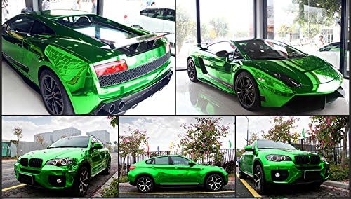 DIYAH Gloss Chrome Mirror Vinyl Car Wrap Sticker with Air Release Bubble Free Anti-Wrinkle 12" X 60" (1 FT X 5FT) (Green)