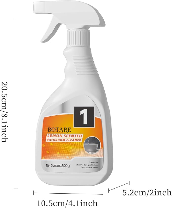 Lemon Bathroom & Shower Cleaner, Effective Daily Maintenance, Dual Foam & Spray Nozzle, All-Purpose for Tub, Faucet, Toilet, Tile, Sink, Glass & Wall(17.64 fl oz 1 Bottle)