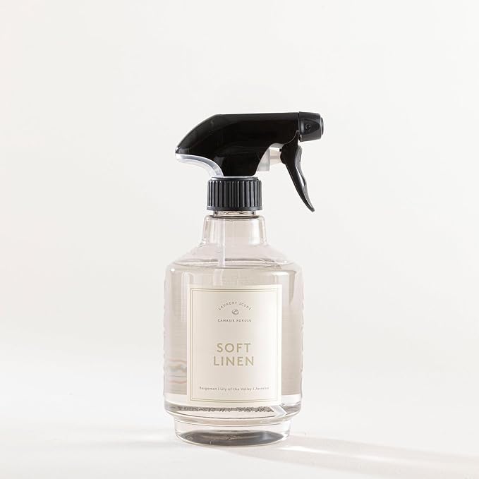 Chakra Freshener Fabric Spray - Long-Lasting Multi-Purpose Laundry Scent for Bedding, Clothes & Home Fabric Deodorizer, Luxury Room Deodorizer, Linen Spray w/Trigger, 16.9 fl oz, Soft Linen