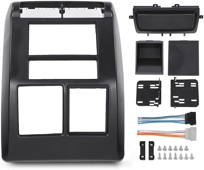 G-PLUS Double Din Radio Dash cover Kit, Compatible with Jeep Wrangler TJ 1997 1998 1999 2000 2001 2002 95-6549 Dash Stereo Mounting Bezel Panel