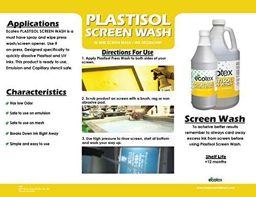 Ecotex Plastisol Ink Remover & Screen Wash - Screen Printing Cleaner, GL | Soy-Based Plastisol Ink Remover & Screen Wash - Dissolves Ink Fast, Drain-Safe, Biodegradable, Low Odor, Low VOC - 1 Gal.