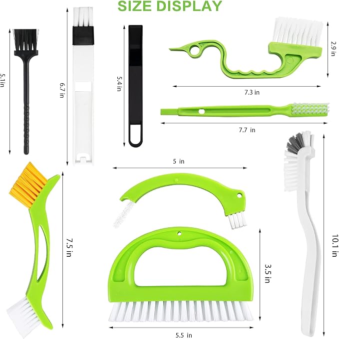 8 Pack Grout Cleaner Brush, Hand-held Groove Gap Cleaning Tools Tile Joint Scrub Brush to Deep Clean, Household Cleaning Brushes for Window Door Track, Stove Tops, Shower, Kitchen, Seams, Floor Lines