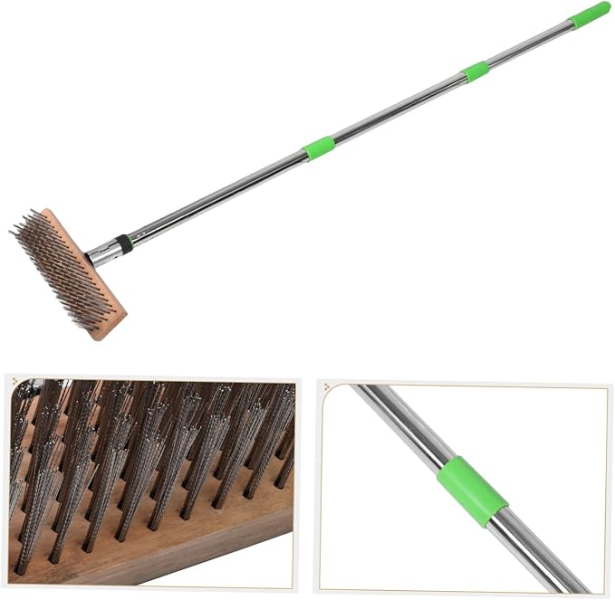 POPETPOP Stainless Steel Wire Scrub Brush Heavy Duty Bristle Tool for Tough Stains for Outdoor Patios Decks Concrete Cleaning Durable and Efficient