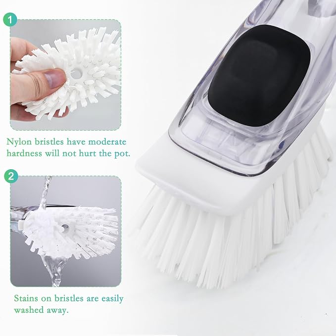 New Brush Refills for OXO New Soap Dispensing Dish Brush - 4 Pack Dish Brush Cleaning Soap Dispensing Head Replacement for Scrubber