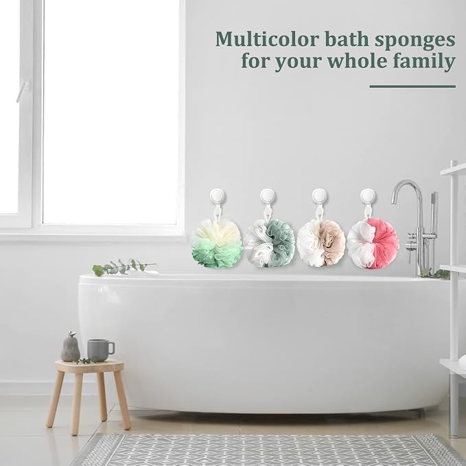 Fu Store Loofah Sponge Shower Loofahs 50g Bath Sponges Mesh Balls 4 Colors for Body Scrubber Exfoliator Wash Back Scrubbers Bathroom Men Women Cleaning Bathing Accessories