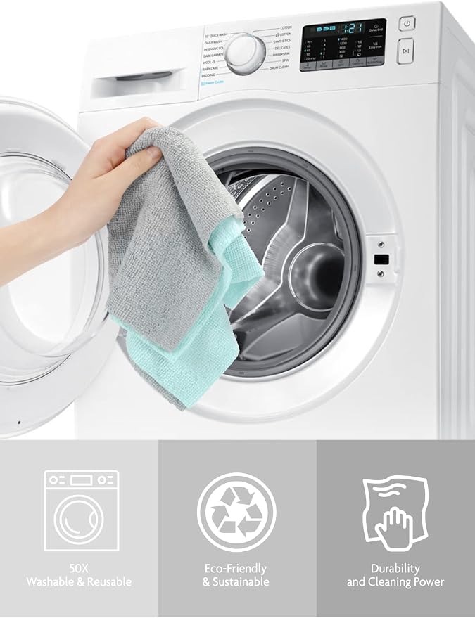 Fantasticlean Microfiber Cleaning Cloth Roll- 75 Sheets, 12" x 12" (Blue) | Super Absorbent, Lint-free, Tear-away Microfiber Towel Roll, for All-Purpose Cleaning, Reusable Alternative to Paper Towels