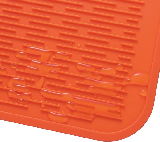 MicoYang Silicone Dish Drying Mat for Multiple Usage,Easy clean,Eco-friendly,Heat-resistant Silicone Mat for Kitchen Counter or Sink,Refrigerator or Drawer Liner Orange 4XL 32 inches x 18 inches