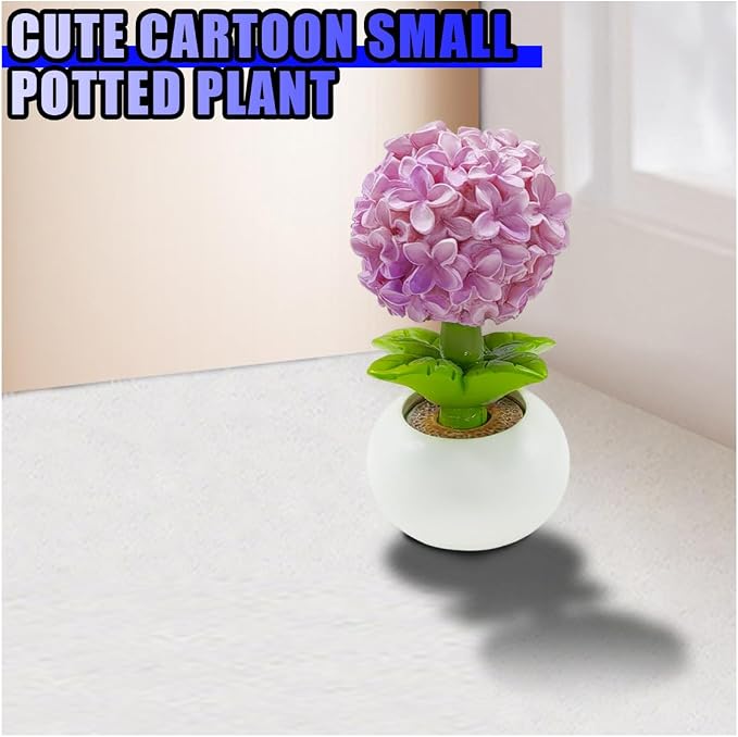 Mini Flower Car Dashboard Decoration - Cute Potted Plant Resin Figurines Car Desk Center Console Decoration - Aesthetic Auto Interior Ornament Accessories Funny Presents for Women (Hydrangea)