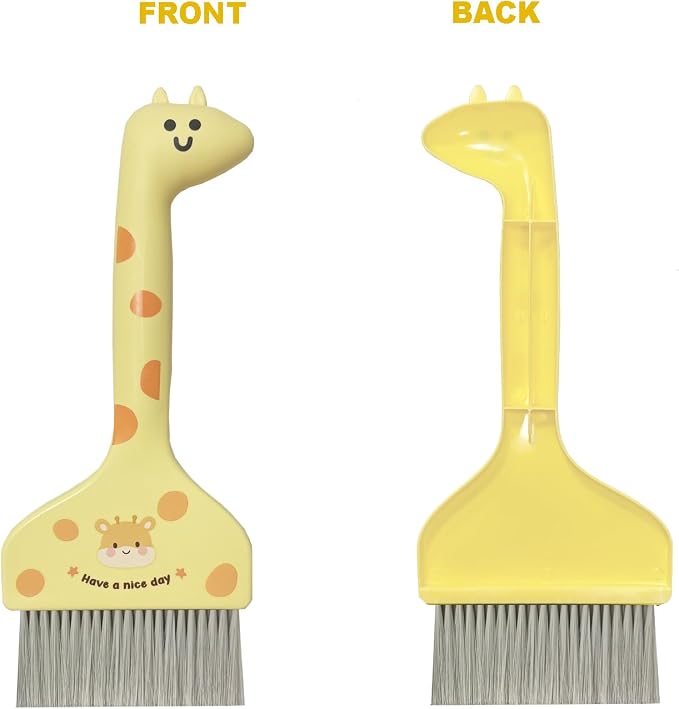 Mini Broom and Dustpan Set Cartoon Small Broom with Dustpan Combo Set Cute Cleaning Kit for Home Office Floor (Orange)