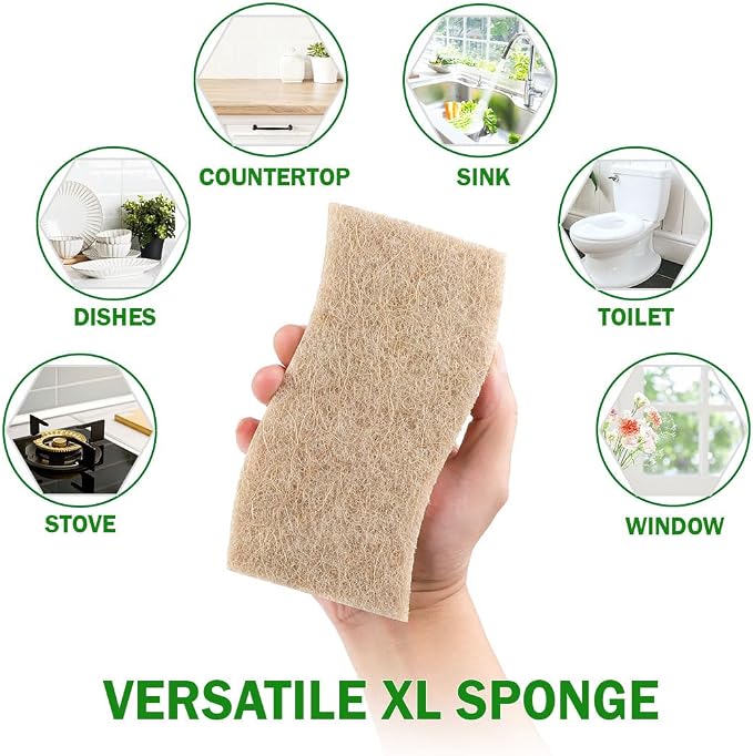 AIDEA XL Sponges Kitchen, 12Count, Non-Scratch Dish Sponges | Large Natural Sponge for Non Stick Cookware, Cellulose Cleaning Sponge for Dishes, Bathroom, Household