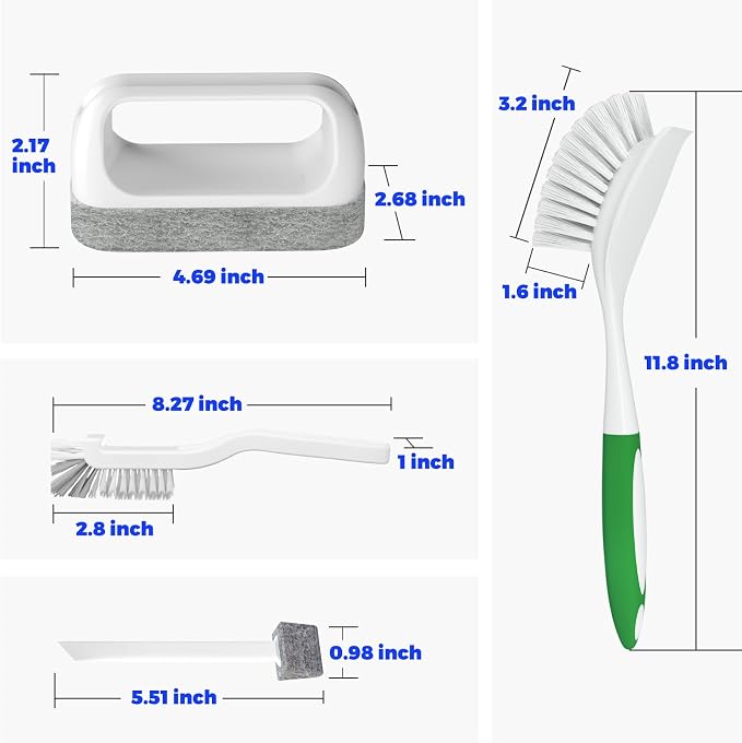 Holikme 6 Pack Dish Brush with Handle Kitchen Cleaning Brush Set for Pot, Pan, Kitchen Sink Abrasive Wheel Brushes (Green)