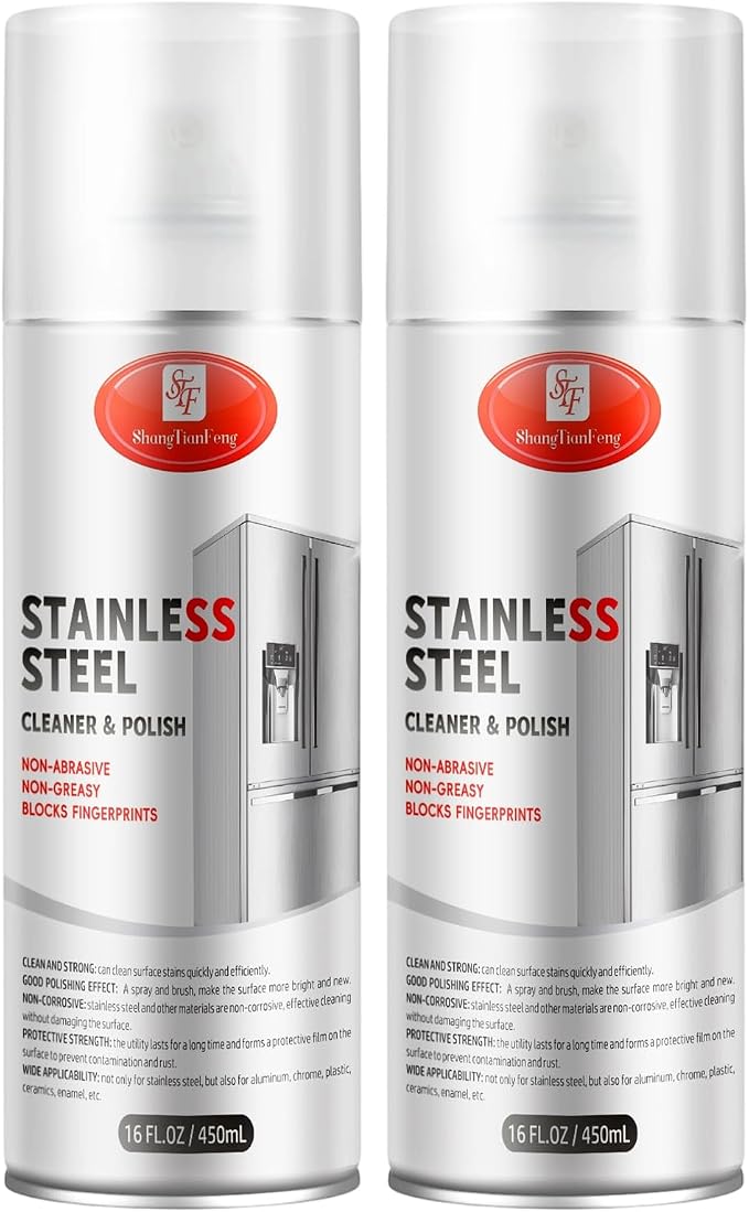 Stainless Steel Cleaner & Polish (17OZ Pack of 2)- Quick Shine, Streak-Free Formula - Safe for Appliances, Cookware, Sinks - Restores Shine - Eco-Friendly