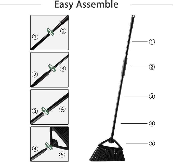 Eyliden Heavy-Duty Commercial Broom and Dustpan Set, Windproof Lid | High Capacity, Upright Locking Mechanism, Windproof Outdoor Dustpan and Broom Combo for Garden Yard Patio Commercial Garage