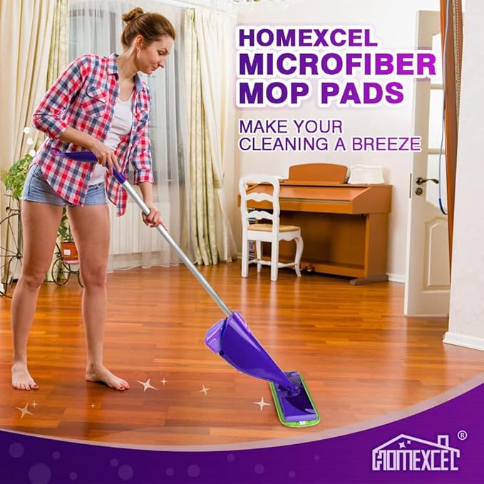 HOMEXCEL Microfiber Mop Pads Compatible with Swiffer Wet Jet, Reusable Machine Washable Swiffer WetJet Pad Refills, Mop Head Replacements for Multi Surface Wet & Dry Cleaning, Pack of 8