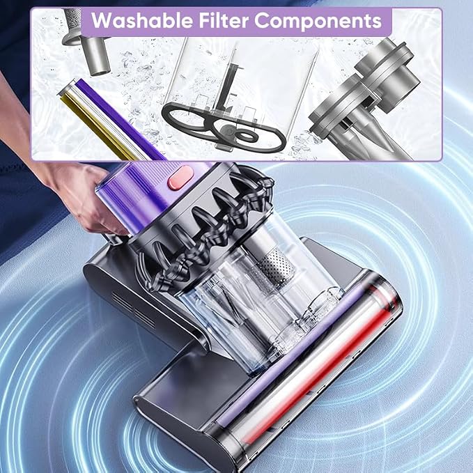 RAINPOT Saker Powerful UV Bed Vacuum Cleaner| Mattress Vacuum Cleaner with Hot Air| 14kPa Suction Power with HEPA Filtration| High-Frequency Tapping & Smart Dust Sensor for Bed,Couch,Fabric Cleaning