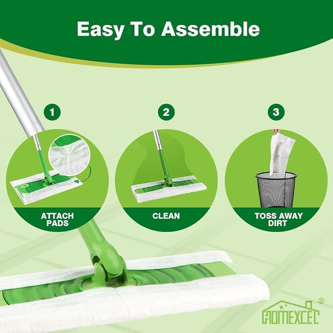 HOMEXCEL Dry Sweeping Cloths Pads Compatible with Swiffer Sweeper, Disposable Duster Refills Mop Pads for Floor Mopping and Cleaning, 120 Count-8 " x 10.4 " Pads Refills-Not Include The Mop