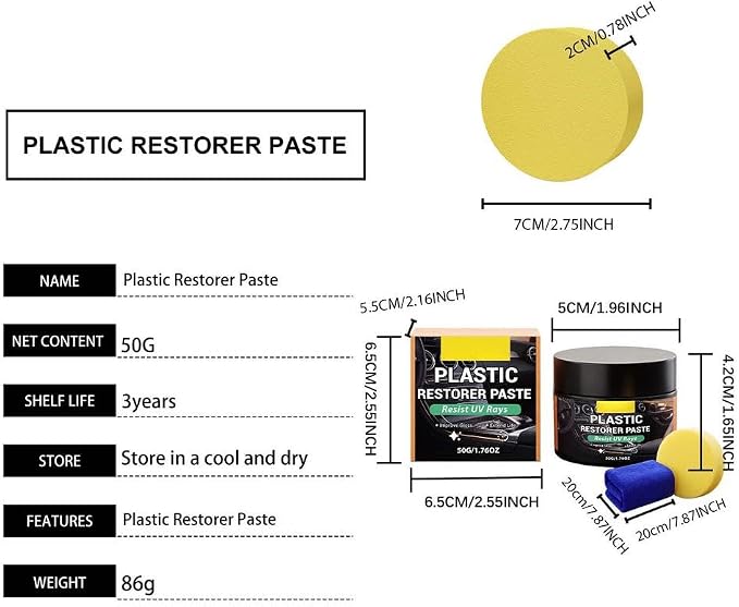 Plastic Restorer for Cars, Back to Black Trim Restorer Polish- Renews Faded Bumpers, Dashboard, Plastic, Vinyl & Rubber Trim Back to Black Shine, for All Vehicles Cars, Trucks, Suvs