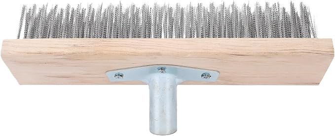 Floor Scrub Brush, Heavy Duty Stainless Steel 30CM Surfaces Scrub Brush for Driveway Patio Deck Tile, Outdoor Cleaning with Steel for Rough Surfaces