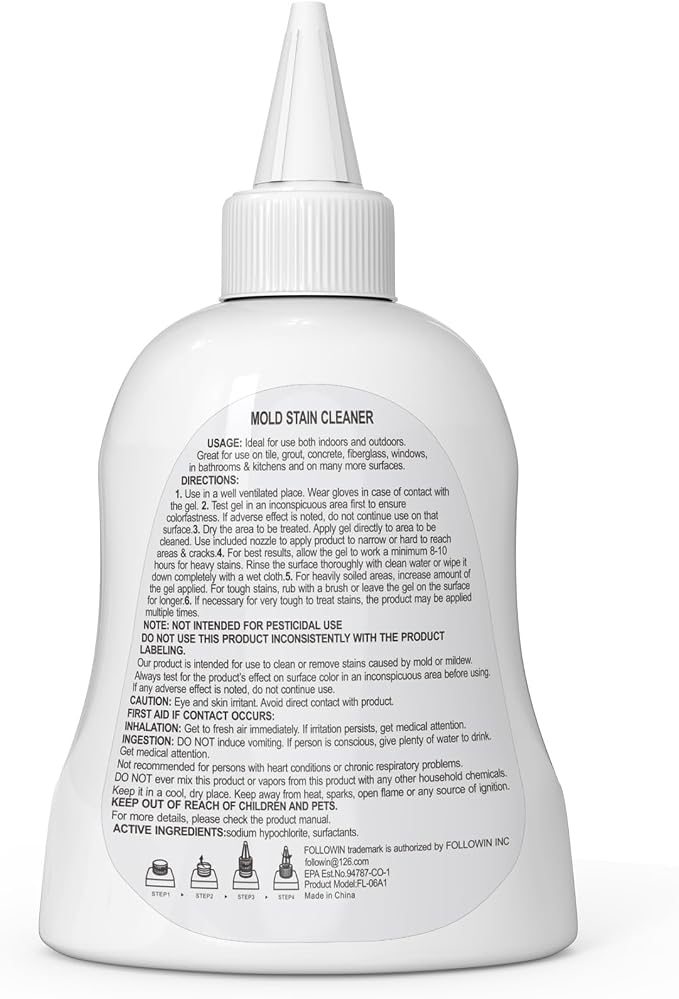 FOLLOWIN Concentrated Gel Cleaner, Stain Remover for Bathroom Grout, Silicone Caulk, Washing Machine Seal, Shower Tile, Kitchen Sink, Bathtub, Window Seals, Hard Surfaces,8 oz