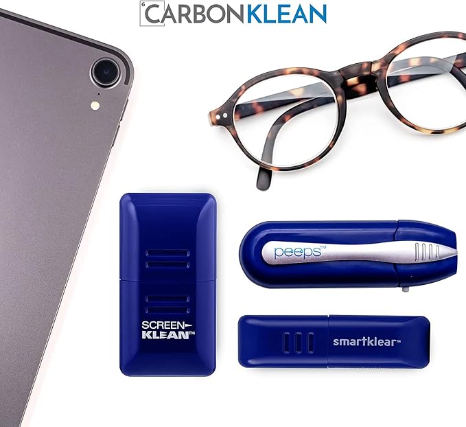 Peeps Glasses Cleaner - for Eyeglasses, Reading Glasses, and More - Lens Cleaner with Carbon Microfiber Tech-Injected Blue-3 Count (Pack of 1)