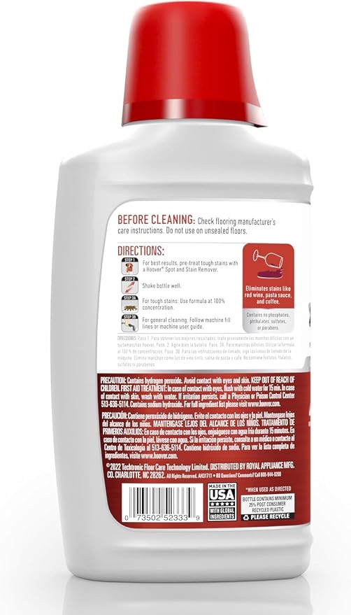 Hoover Oxy Portable Spot Cleaner Solution, 32 oz., Ocean Breeze Scent, Portable Cleaning Solution, Removes Tough Colored Stains from Carpet and Upholstery, Designed for Hoover CleanSlate Spot Cleaners