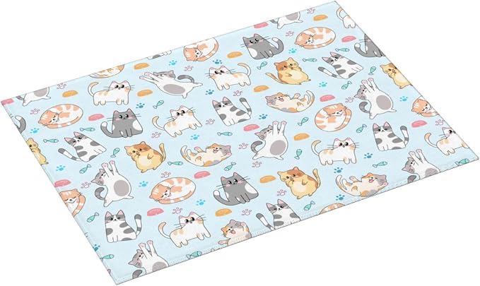 Cute Cat Dish Drying Mat for Kitchen Counter Cute Kitchen Dish Mat Microfiber Kitchen Countertop Absorbent Reversible Drainer Rack Pad