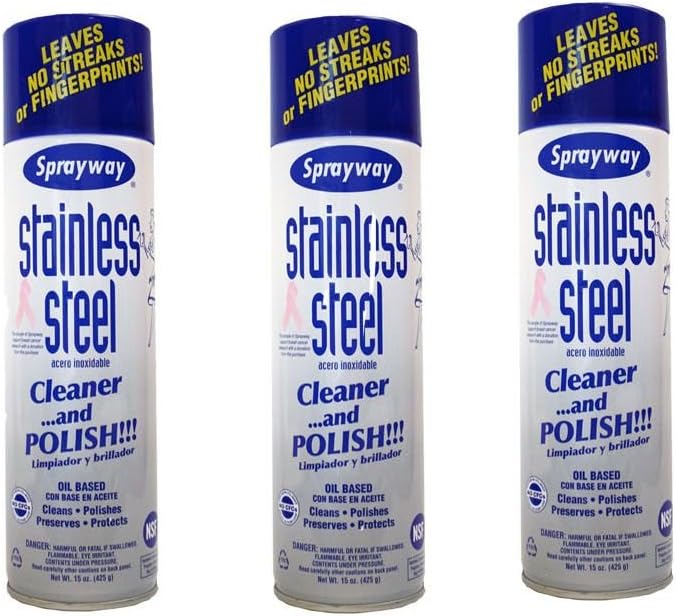 Sprayway Stainless Steel Cleaner 3Pk 15oz Cans