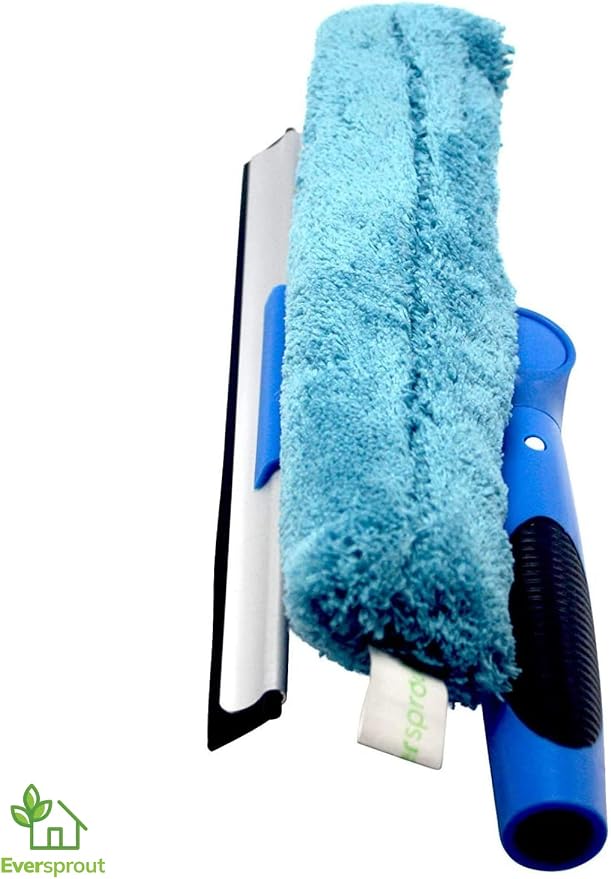 EVERSPROUT Swivel Squeegee & Microfiber Window Scrubber, Attachment Only | 2-in-1 Window & Glass Cleaning Combo, Fits Any Standard Pole, Swivels to 7 Angles, 10-inch Blade, Machine Washable, Non-Slip