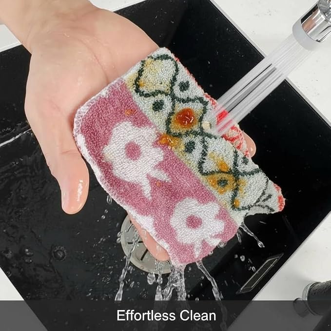Amarelle Scrub,Eco-Friendly Reusable Dish Scrubbers for Washing Dishes,Soft Safe and Non-Scratch Scrubber, Durable Scouring Pad for Kitchen and Household Cleaning (Sunlit Carnival, 5-Pack)