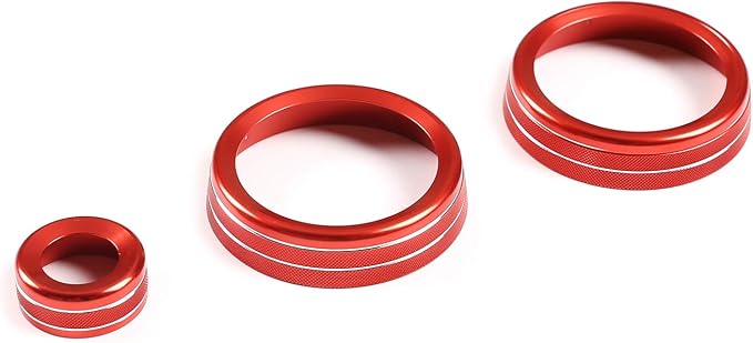 Aluminum Alloy Car Interior Air Conditioning & Volume Adjustment Knobs Decorative Cover Trim for Land Rover Defender 110 2020 Accessories (Red)