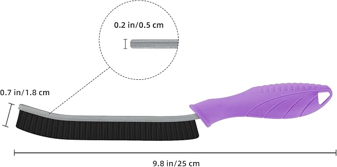 FOOGWEE Hard Bristle Crevice Cleaning Brush - Cleaning Supplies - Grout Cleaning Brushes for Household Use - Crevice Cleaning Tool for Bathroom, Home and Kitchen (3, Purple)