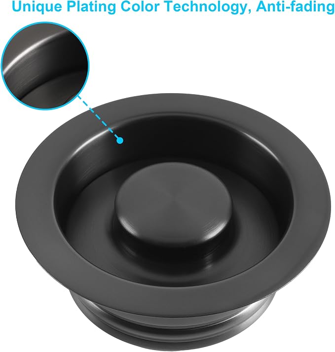 LQS Kitchen Sink Garbage Disposal Flange and Sink Stopper, fit 3-1/2 Inch Standard Sink Drain Hole Color Black