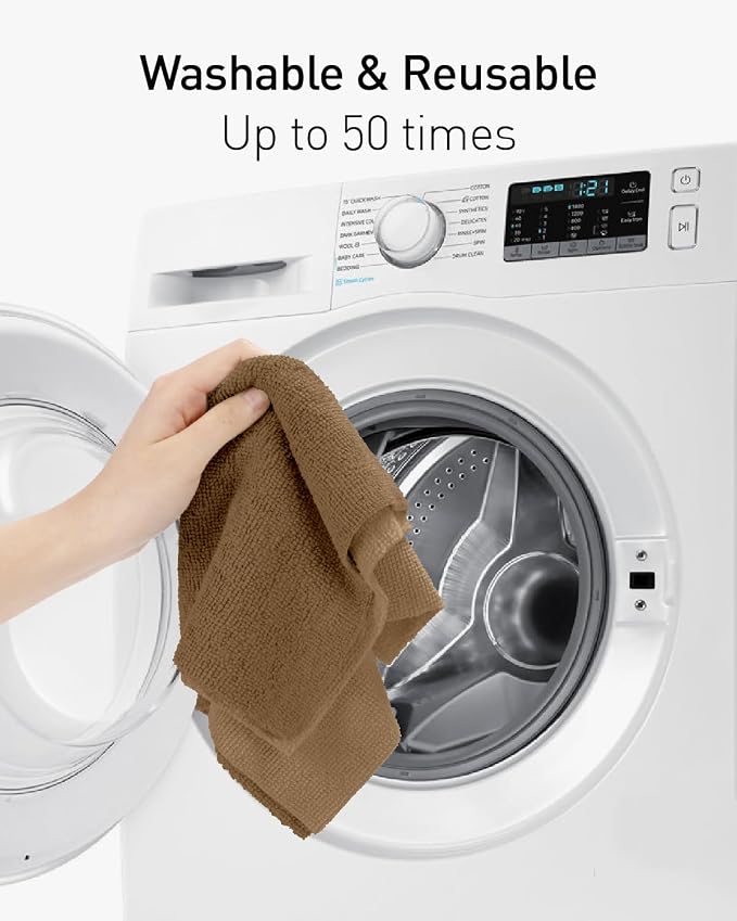 Fantasticlean Microfiber Cleaning Cloth Roll- 40 Sheets, 12" x 12" (Tan) | Super Absorbent, Lint-free, Tear-away Microfiber Towel Roll, for All-Purpose Cleaning